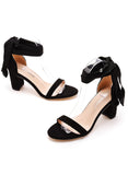 SQUARE THICK HEELS SUEDE SANDALS