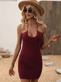 CLASSY PULLOVER STRAP SLIM DRESS SOLID COLOR SWEATER