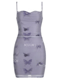 Subtle Floral Lavender Bodycon Mini Dress