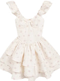 Vintage-Inspired Ruffles Print Summer Mini Dress