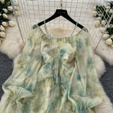 Flowing Sleeves Soft Pastel Hues Maxi Dress