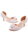 FISH-BILLED CRYSTAL BEADS HIGH HEELS WEDDING SHOES
