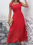 RED SLEEVELESS STRAP LONG DRESS