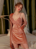 SEXY VELVET LACE SUSPENDER PAJAMAS