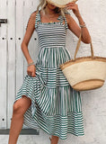 HOLIDAY STRIPED SUSPENDER DRESS