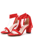 SQUARE THICK HEELS SUEDE SANDALS