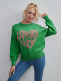 STYLISH LEISURE LOVE CONTRAST LOOSE SWEATER