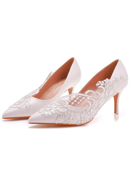 POINTED SHOES LACE POINTED WEDDING SHOES