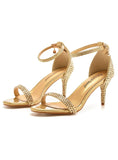 SHALLOW-MOUTHED THIN-HEELED DIAMOND WEDDING SHOES