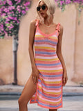 STYLISH FASHION STRAP STRIPED SWEATER DRESS