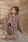 FASHION LEOPARD PRINT LONG-SLEEVED TROUSERS PAJAMAS SUIT