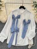 Elegance Nautical-Inspired Bow Tie Shirt