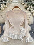 Dramatic Ruffled Sleeves Cream Peplum Top