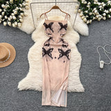 Butterfly Peach Bodycon Midi Summer Dress