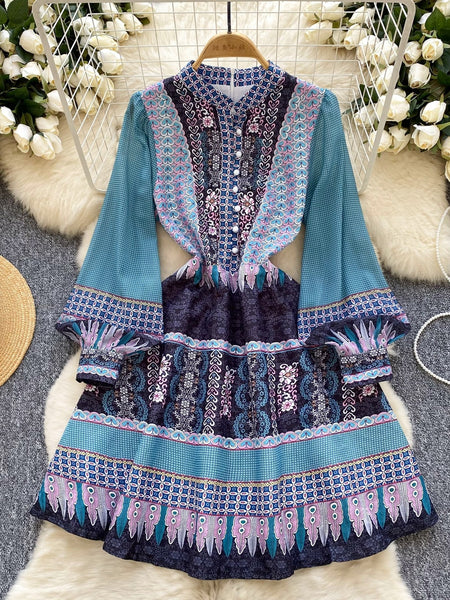 Vibrant Hues Geometric Bohemian-inspired Dress