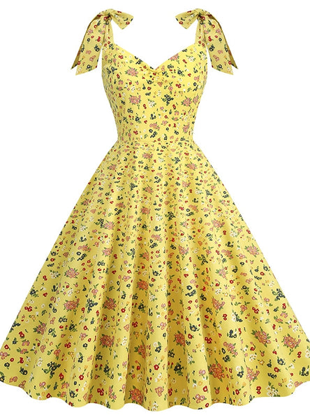 Flower Hepburn Bow Suspender Dress