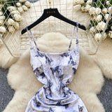 Spaghetti Strap Long Flowy Butterfly Dress