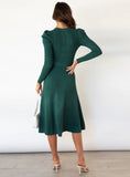 CLASSY BUBBLE LONG SLEEVE KNITTED SWING LONG DRESS