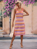 STYLISH FASHION STRAP STRIPED SWEATER DRESS