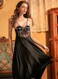 SEXY GATHERED LACE SLING NIGHTGOWN WITH CHEST PAD