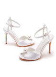 SATIN FISHMOUTH HIGH-HEELED SANDALS