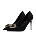 RETRO METAL BUCKLE POINTED HEAD SHOES