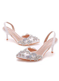 POINTED STILETTO RHINESTONE SANDALS WEDDING SHOES