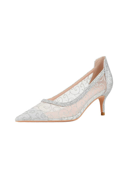 SHALLOW-MOUTHED POINTED MESH LACE SHOES