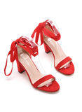 SQUARE THICK HEELS SUEDE SANDALS