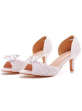 FISH-BILLED CRYSTAL BEADS HIGH HEELS WEDDING SHOES