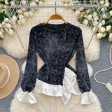 Dramatic Ruffled Sleeves Cream Peplum Top