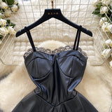 Short Black Mini Ruffles Lace Dress