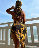 Retro Printed Sexy Bikini Mesh Three Piece