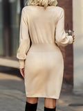 FASHION V-NECK LONG SLEEVE DRESS