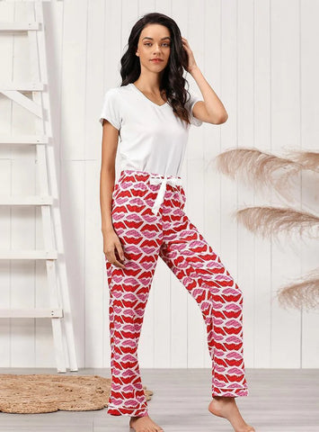FASHION LONG-SLEEVED TROUSERS TWO-PIECE PAJAMAS