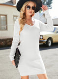 STYLISH SOLID COLOR BACKLESS TWISTED SWEATER DRESS