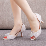 FISH-BILLED CRYSTAL BEADS HIGH HEELS WEDDING SHOES