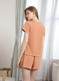 FASHION SHORT-SLEEVED PAJAMAS SOLID COLOR SUIT