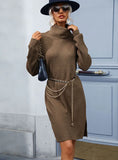 FASHION RETRO BASE TURTLENECK SWEATER DRESS