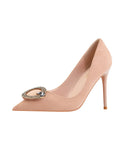 RETRO METAL BUCKLE POINTED HEAD SHOES