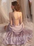 SEXY SATIN SUSPENDER BACKLESS NIGHTDRESS SUIT