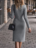 CLASSY SLIM LONG SLEEVE SWEATER DRESS