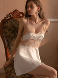 EMBROIDERED SATIN ICE SILK NIGHTGOWN