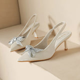 POINTED STILETTOS RHINESTONE BOW SANDALS