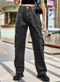 RETRO ELASTIC WAIST DENIM CASUAL PANTS