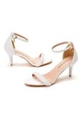 THIN-HEELED SANDALS AND PEARL WEDDING SHOES