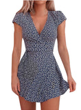 Women Floral Print V Neck Dress