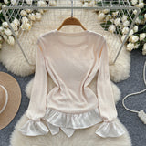 Dramatic Ruffled Sleeves Cream Peplum Top