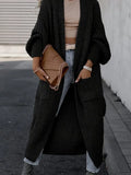 Casual Long Sleeve Open Front Pocket Cardigan