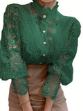 Pearl Button Closures White Lace Blouse